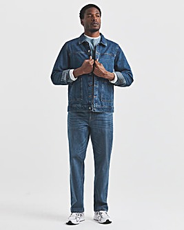 Straight Fit Stretch Jeans Mid Wash