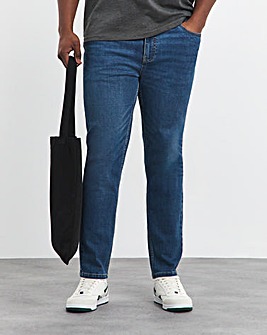 Tapered Fit Stretch Jeans Mid Wash