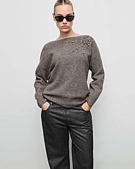 Mango Bardot Brown Jumper