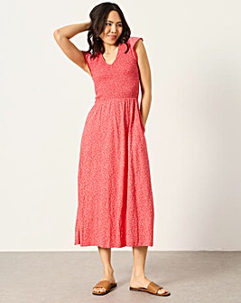 Demi Coral Jersey Midi Dress