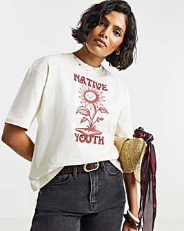 Native Youth Printed Tee With Chain Stitch