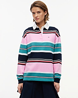 TOMMY JEANS STRIPE RUGBY SWEATSHIRT