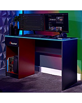 X Rocker Carbon-Tek Desk with Wireless Charging and Neo Fiber LED