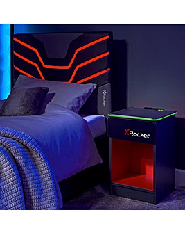 X Rocker Carbon-Tek Bedside Table with Wireless Charging and Neo Fiber LED