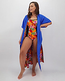 Maxi Kimono With Printed Lining