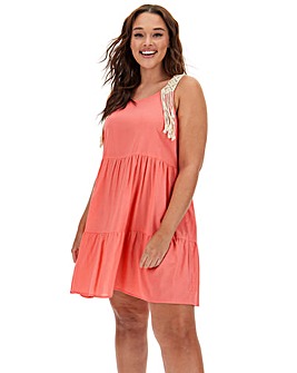 Macrame Strap Tiered Beach Dress