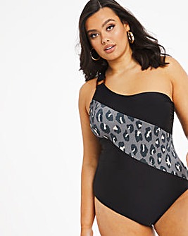 Mesh Panelled One Shoulder Swimsuit