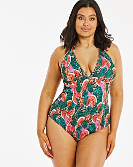 Shirred Swimsuit With Cross Back Detail