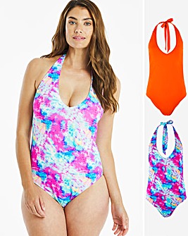 Value Basic Two Pack Plunge Swimsuits
