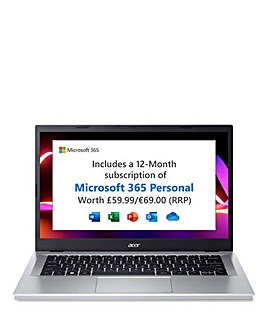 Acer AMD Athlon 7120U 4GB/256GB 14in FHD IPS Windows 11 Laptop - Silver