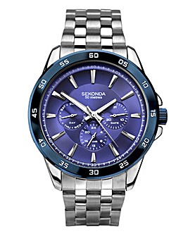 sekonda men's blue dial mesh bracelet watch