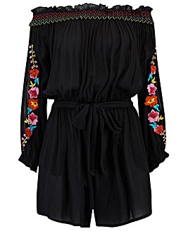 Pour Moi Embroidered Bardot Playsuit