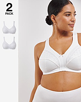 Naturally Close 2 Pack Sally Minimiser Non Wired Bras C-L - White