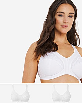 Naturally Close 2 Pack Sally Minimiser NonWired White Bras
