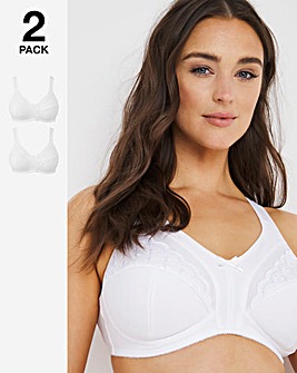 Naturally Close 2 Pack Sally Minimiser Non Wired White Bras