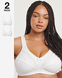 Naturally Close 2 Pack Sally Minimiser Non Wired White Bras