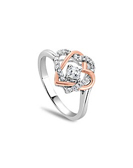 Clogau Forever Yours Sterling Silver Heart Ring with Topaz