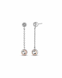 Clogau Celebration Sterling Silver Drop Chain Earrings with Topaz