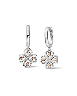 Clogau Tree of Life Sterling Silver Heart Drop-Hoop Earrings