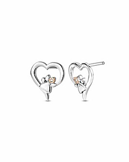 Clogau Paw Print Heart Stud Earrings