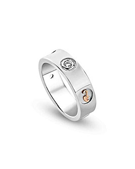 Clogau Insignia Sterling Silver Band Ring with Topaz