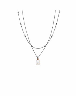 Clogau Beachcomber Pearl Silver Layered Necklace