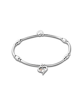 Clogau Paw Prints Sterling Silver Heart Affinity Bracelet with Topaz