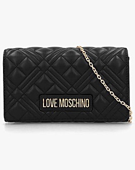 Love Moschino Diamond Quilt Flapover II Black Cross-Body Bag