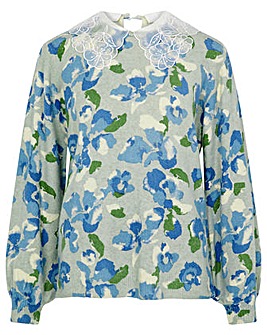 Monsoon Lace Collar Printed Jumper