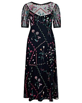 Monsoon Polly Embroidered Midi Dress