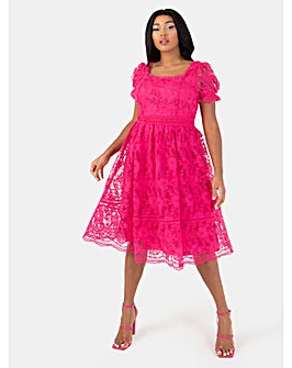 Lovedrobe Luxe Pink Crochet Midi Dress
