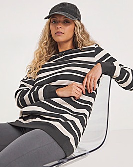 Black & White Stripe Longline Sweatshirt