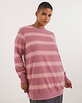 Pink Stripe Longline Sweatshirt