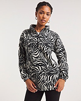 Mono Print Teddy Half Zip Sweatshirt