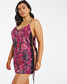 Figleaves Curve Tie Side Chain Print Chemise with bag