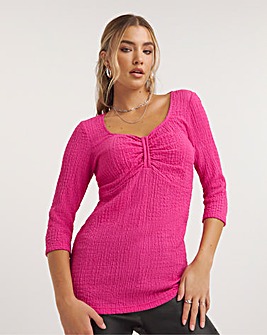 Hot Pink Textured Jersey Top