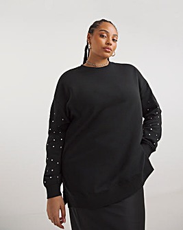 Black Stud Sleeve Sweatshirt