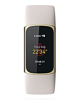 FitBit Charge 5 Fitness Tracker - Soft Gold/Lunar White