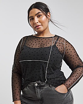 Black Heart Mesh Top