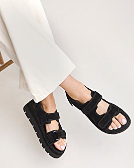 Tyla Strappy Suede Touch and Close Sandals Extra Wide EEE Fit