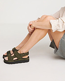 Tyla Strappy Suede Touch and Close Sandals Wide E Fit