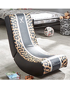 X Rocker Video Rocker Animal - Leopard Edition Foldable Gaming Floor Chair