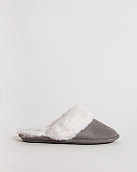 Elyse Faux Fur Mule Slippers Wide Fit Simply Comfort