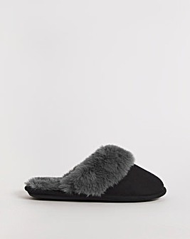 Elyse Faux Fur Mule Slippers Extra Wide EEE Fit