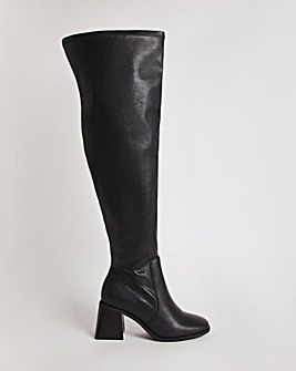 Bronte Stretch Over The Knee Heeled Boots Wide Fit Curvy Calf