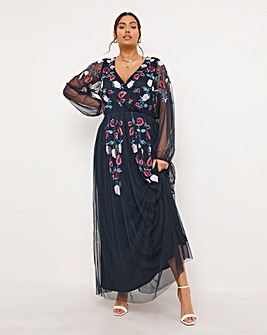 Maya Floral Embroided Wrap Dress