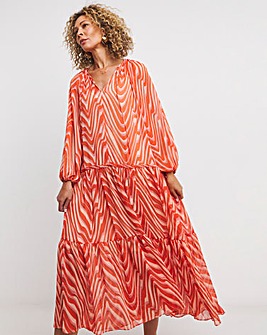 Mango Ruffled Printed Dress