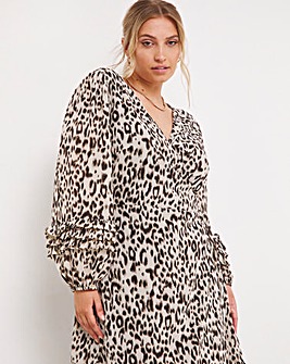 Lovedrobe Frill Detail Leopard Wrap Dress