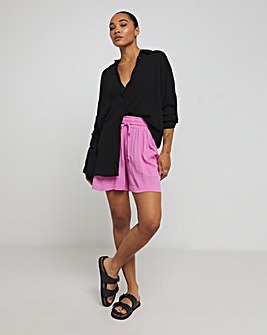 Pink Crinkle Tie Waist Short