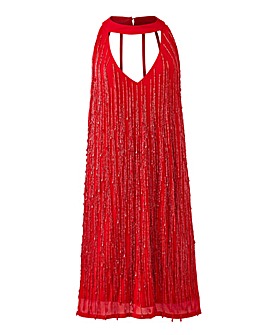 Joanna Hope Red Beaded Tassle Dress